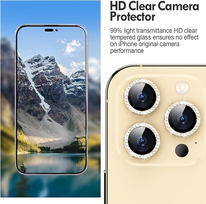 for iPhone 14 Pro/14 Pro Max Camera Lens Protector Bling, 9H Hardness - Image 4