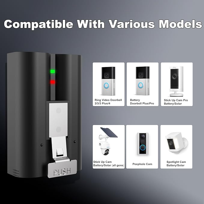 4-Pack Replacement Battery for Ring Doorbell - 7200mAh Rechargeable Camera - Image 3