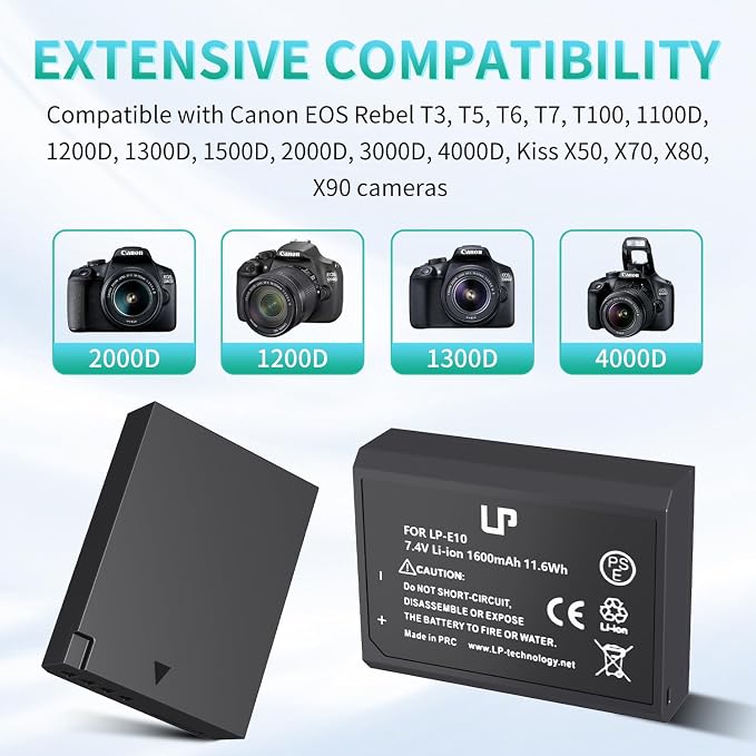 LP LP-E10 Replacement Battery, Kiss X50, X90 Cameras - Image 4