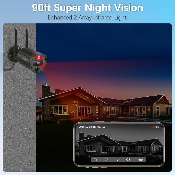 【130° Ultra Wide-Angle】 Wireless Security Camera System, Outdoor WiFi Cameras - Image 3