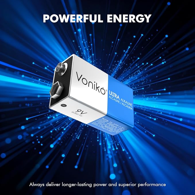 Voniko 2-Pack 9V Batteries, Long-Lasting 9 Volt Battery - Image 2