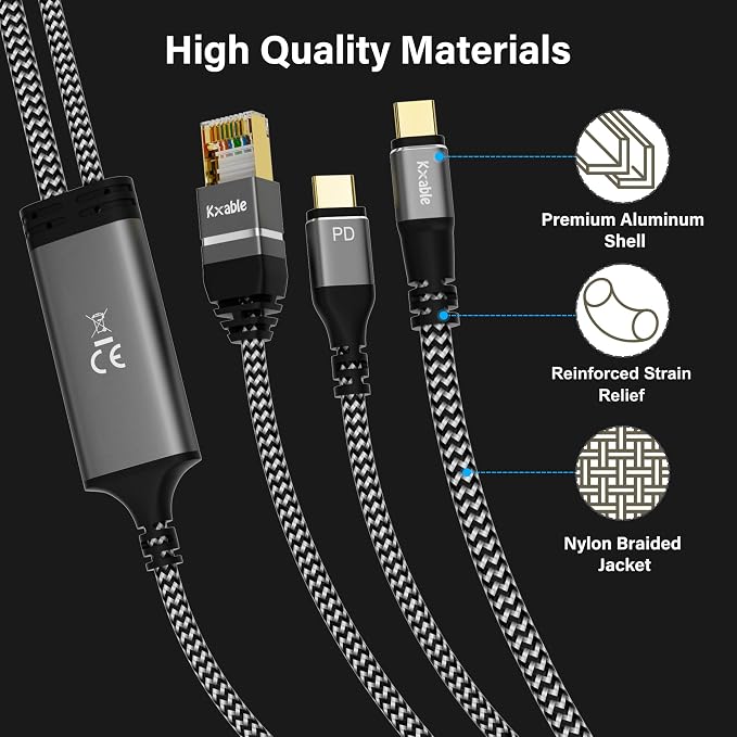 USB C to Ethernet Cable 10 FT, Type C to RJ45 Cord - Image 5