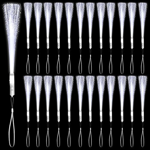 12 Pack White Glow Sticks Light Up Fiber Optic Stick Glow Wands Bulk by NUDALA