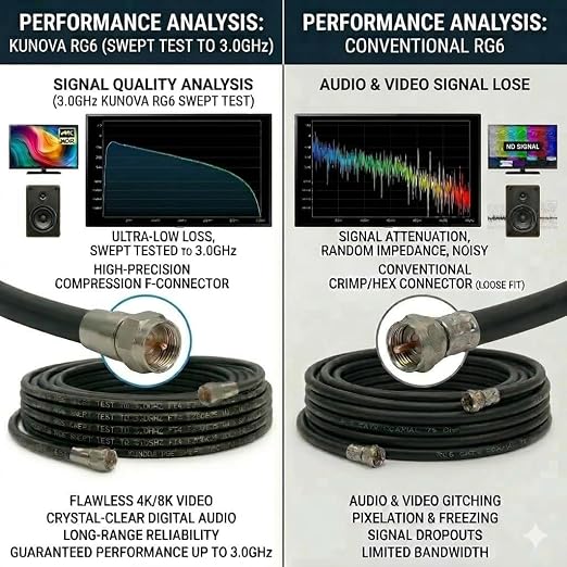KUNOVA RG-6 Coaxial Cable with Compression Connectors, 3.5 GHz, Weather-Sealed - Image 5