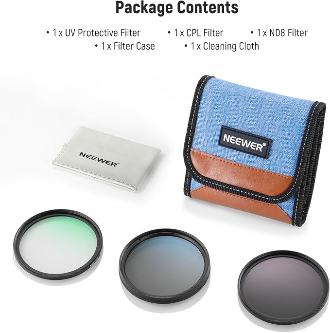 NEEWER 52mm UV CPL ND Lens Filter Kit, UV Protection + Circular Polarizing + - Image 8