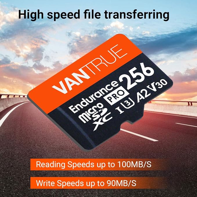 Vantrue 256GB microSDXC UHS-I U3 4K UHD Video High Speed Transfer Monitoring SD - Image 3