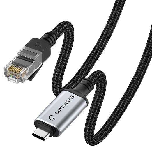 USB C to Ethernet Cable 3.3FT, Type C to RJ45 Nylon Cord, Gigabit Directly by DUTEVOLNS