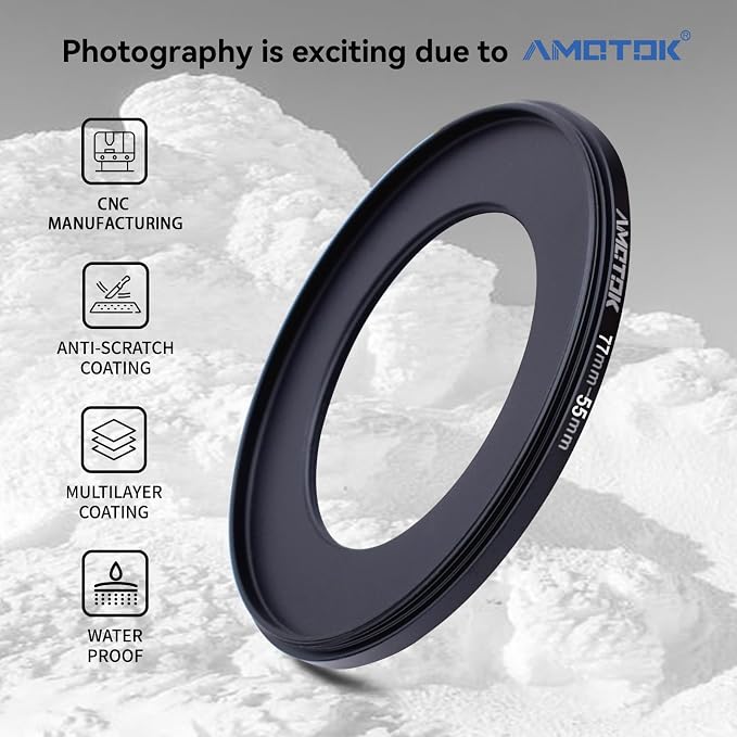 77mm Lens to 55mm Camera Lens Adapter, 77mm to 55mm Filter Step-Down Ring - Image 2