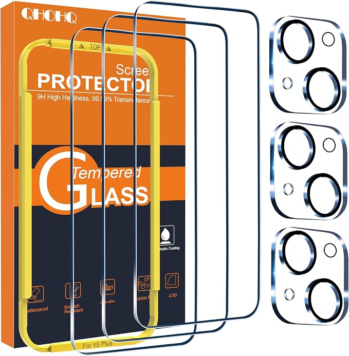 QHOHQ 3 Pack Screen Protector for iPhone 15 Plus by QHOHQ