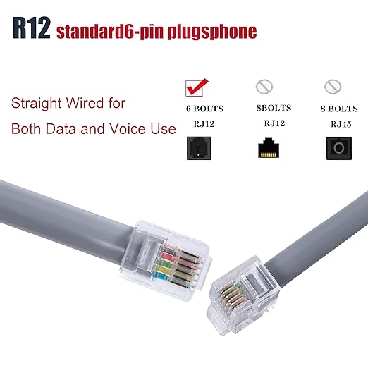 RJ12 Cable Phone Cord RJ12 6P6C Male to Male Straight Wired - Image 2