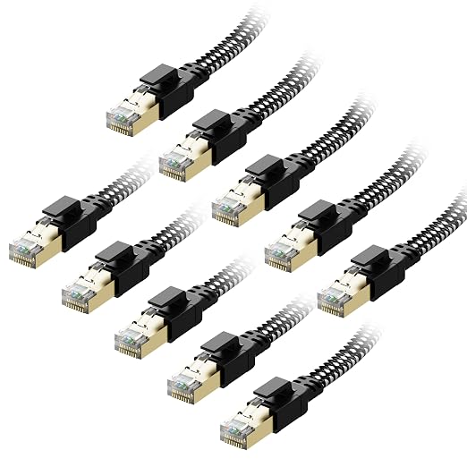 Cat 8 Ethernet Cable 3 ft 10-Pack, Nylon Braided High Speed Heavy Duty Network by Orbram