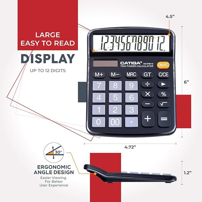 CATIGA 12 Digit Desk Calculator, Desktop Calculators - Image 3