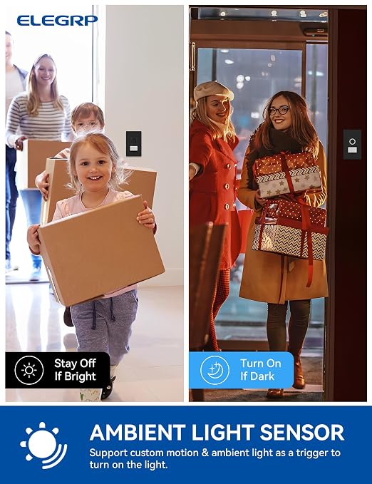 ELEGRP Smart Motion Sensor Switch, 2.4GHz Wi-Fi Single Pole Light Switch Works - Image 7