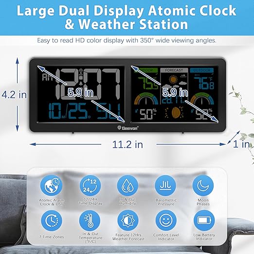 Geevon Weather Stations Wireless Indoor Outdoor Thermometer - Image 2