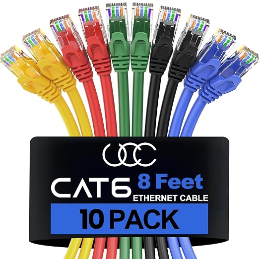 Ultra Clarity Cables Cat 6 Ethernet Cable 8 Ft, Cat6 Patch Cable, High Speed by UltraClarityCables