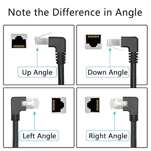 2Pcs 90 Degree Cat6 Ethernet Extension Cable 1FT, Up Angle RJ45 Male to Female - Image 2