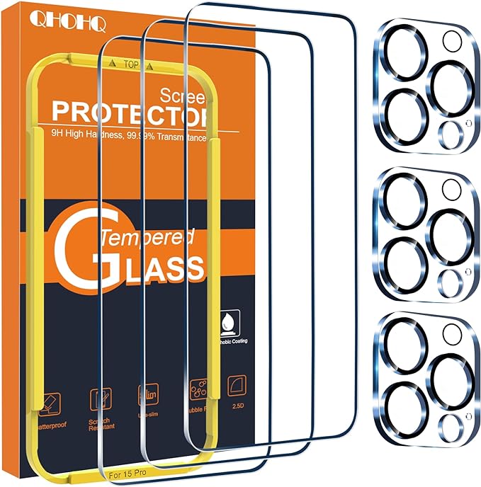 QHOHQ 3 Pack Screen Protector for iPhone 15 Pro by QHOHQ