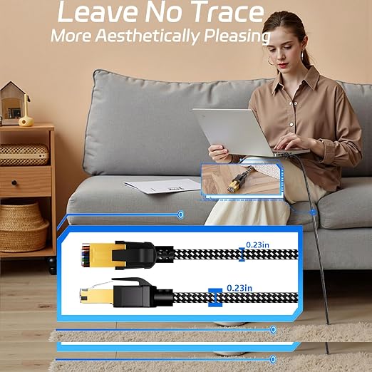 Cat 8 Ethernet Cable 40FT, Nylon Braided High Speed Internet Network Cable - Image 6