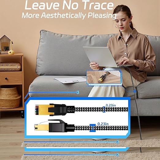 Cat 8 Ethernet Cable 50FT, Nylon Braided High Speed Internet Network Cable - Image 6