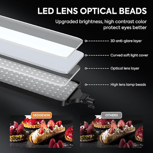 2 Pack LED Video Light Kit 23.6", SEDGEWIN Photography Lighting 2500-7500K - Image 2