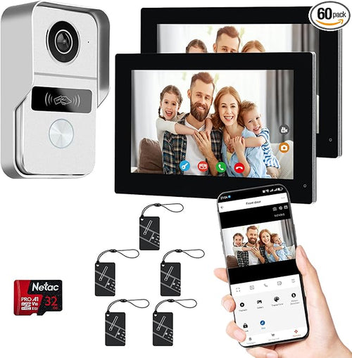 2 Wired Video Doorbell video Intercom System 1-Camera and 2-Monitor, 7 Inch by Fromthebrand