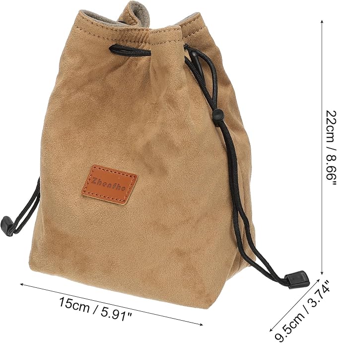 PATIKIL Camera Lens Pouch, M Size Drawstring Lens Case Flannel Camera Lens - Image 2