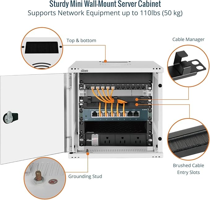 Tecmojo 6U 10 inch Rack, Wall Mount Network Cabinet Set, 12.3W x 13D x 11.8H- - Image 4
