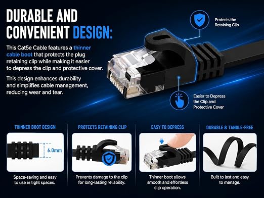 BRENDAZ Cat5e Ethernet Cable, 25ft. Snagless Cat 5e Stranded Cord - Image 5