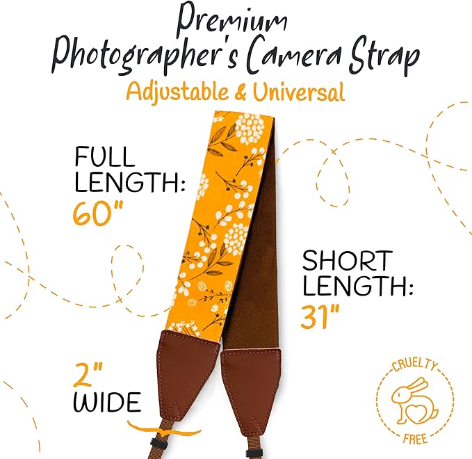 Art Tribute Camera Strap, Vintage Embroidered Neck Shoulder & Crossbody Camera - Image 5