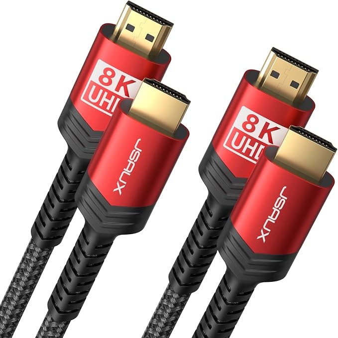 JSAUX 8K Long HDMI Cable 25ft 2-Pack, 48Gbps High Speed HDMI 2.1 Cord, 4K by JSAUX