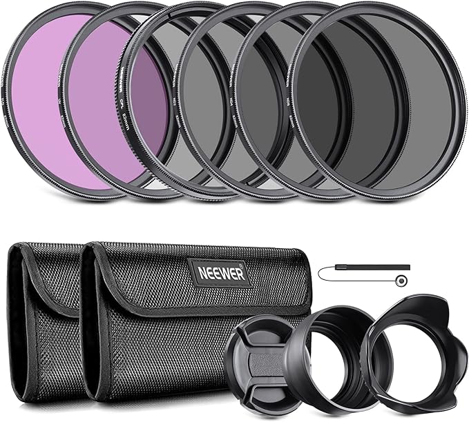NEEWER 82mm Lens Filter Kit: UV, Lens Hood and Lens Cap Compatible by Neewer