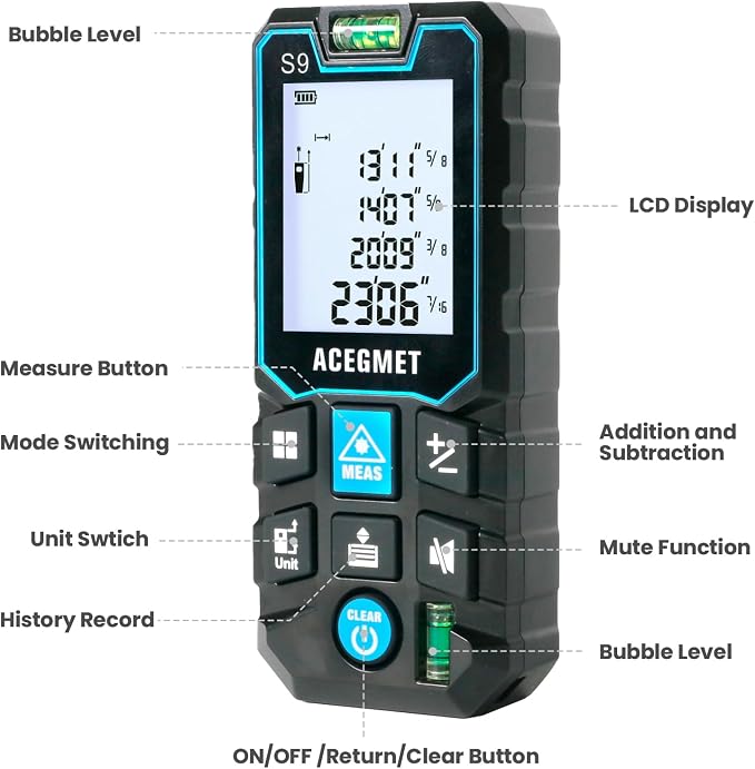 ACEGMET Laser Measure, 229ft/70m Laser Measurement Tool, S9 Room Laser - Image 8