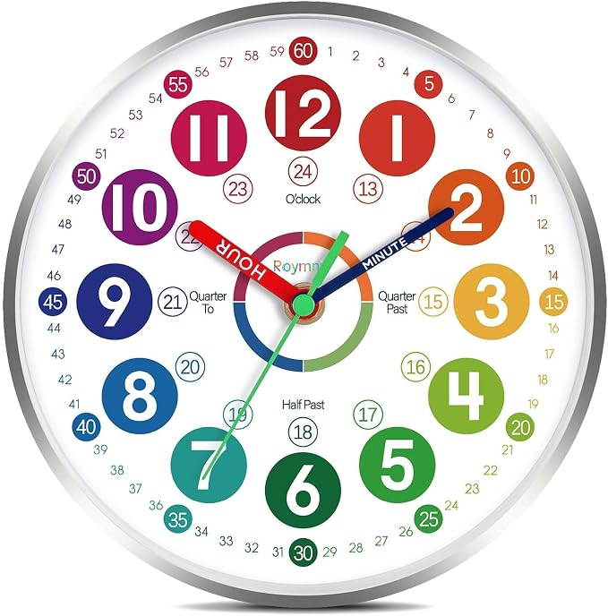 Roymnie Wall Clock Teaching Time Wall Clocks Battery Operated Silent Non Ticking by Unknown