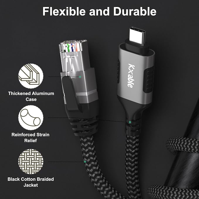 USB C to Ethernet Cable 6FT, Type C to RJ45 Cord, Gigabit Directly Connected - Image 4