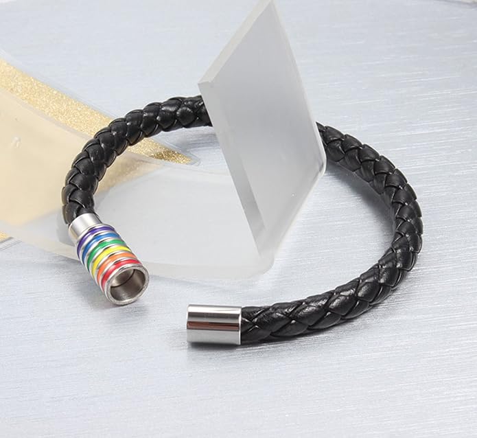 Nanafast Titanium Stainless Steel Rainbow LGBT Pride Bracelet Handmade Braided - Image 7
