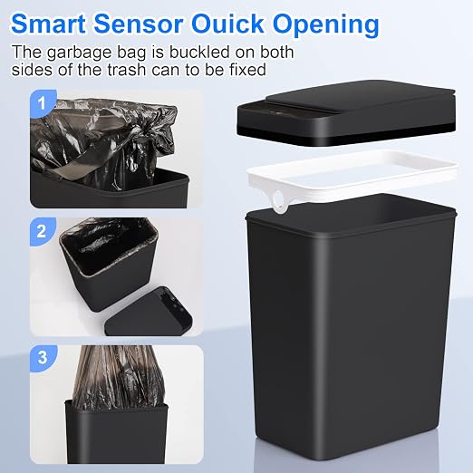 Anborry Bathroom Touchless Trash Can 2.2 Gallon Smart Automatic Motion Sensor - Image 6