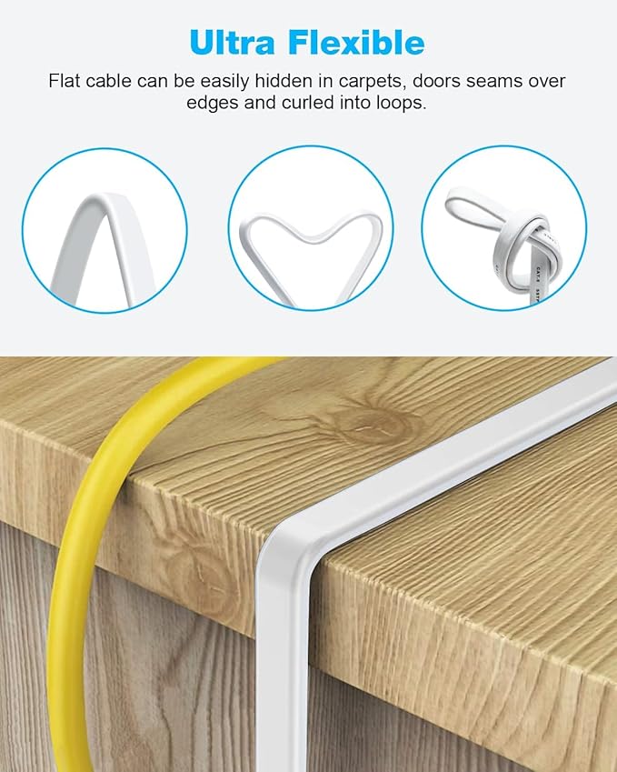 DDMALL CAT 8 Ethernet Cable, 40ft High Speed 40Gbps 2000MHz Shielded Flat CAT8 - Image 5