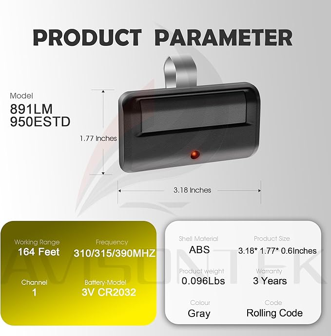 Avisontek 2-Pack for LiftMaster 891LM Garage Door Opener Remote - Image 7