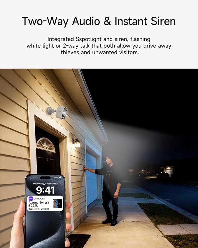 2 Pack 2.5K Security Camera Wireless Outdoor, 2.4G WiFi Battery Powered Outdoor - Image 8
