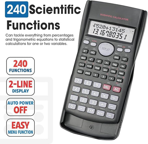 2 Pack Scientific Calculators, 2-Line Large Screen Display 240 Functions - Image 2