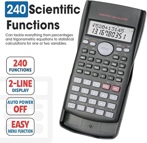16 Pack Scientific Calculators, 2-Line Large Screen Display 240 Functions - Image 2
