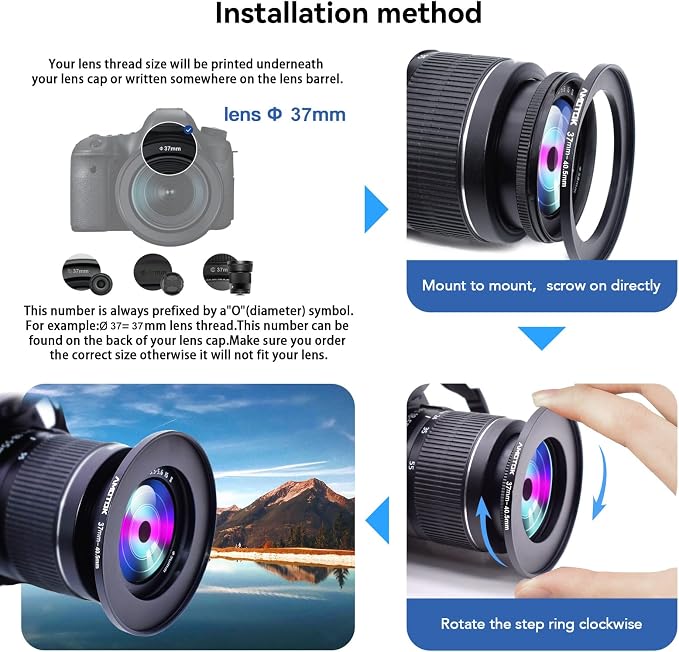 37mm Lens to 40.5mm Camera Lens Adapter, 37mm to 40.5mm Filter Step up Ring - Image 5