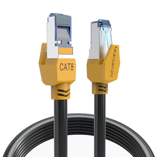 Cat 8 Ethernet Cable 1.5 ft, 40Gbps High Speed Gaming Network Cable 2000MHz by MUKSIRON