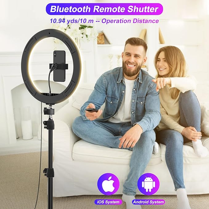 STALLY 10.2" Ring Light with Stand, 12 Dimming Levels, 32 Color Modes Selfie - Image 3