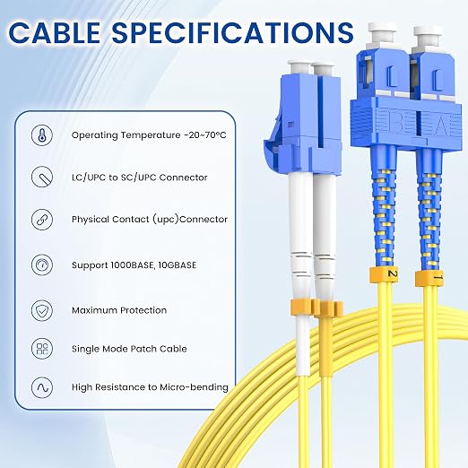 SpeedyCables- 1M/3ft OS2 LC to SC Single Mode Fiber Patch Cable, 1G/10G Duplex - Image 5