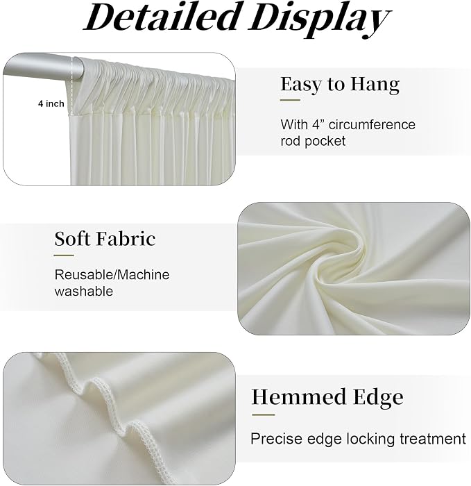 30ftx15ft Ivory Backdrop Curtains - Image 4