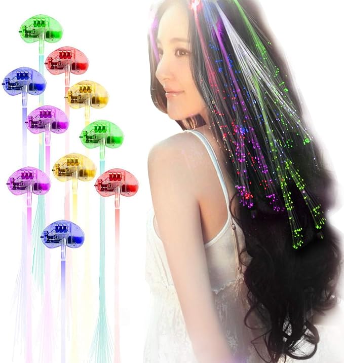 20pcs Multicolor LED Flashing Fiber Optic Hair Barrettes by Wiekose