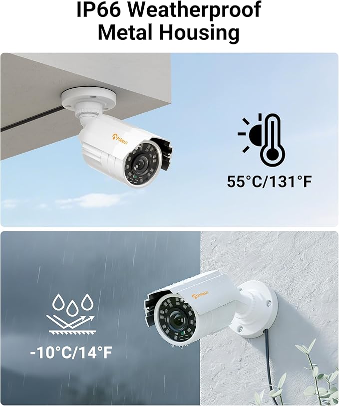 Anlapus 2 Pack 1080P HD Security Cameras, 80ft Night Vision, IP66 Weatherproof - Image 4