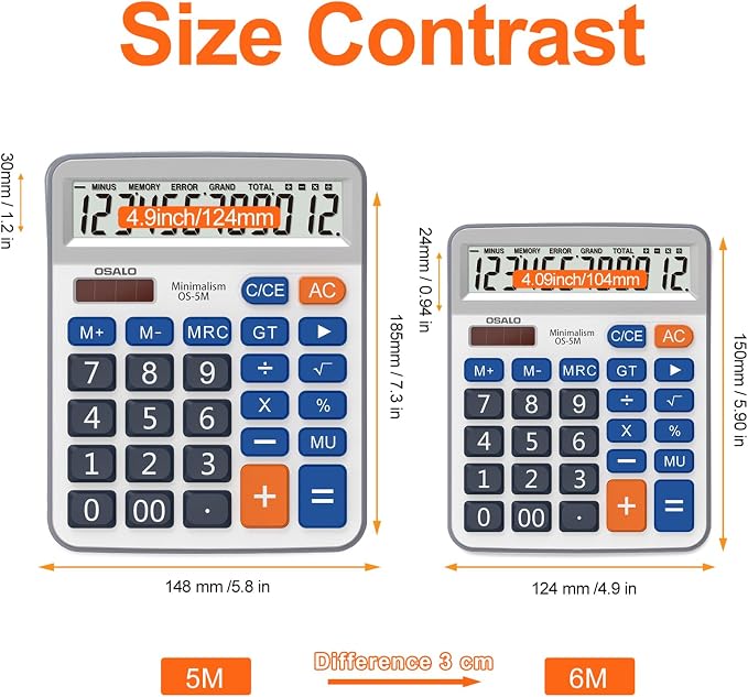 Desktop Calculator Extra Large 5-Inch Clear LCD Display 12-Digit Big Number - Image 8