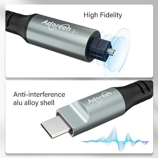 Adoreen Unidirectional USB C to Toslink Digital Optical Audio Cable 15 Ft - Image 4